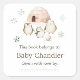 Schattigee winterpinguïns Baby shower Vierkante Sticker