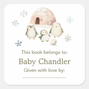 Schattigee winterpinguïns Baby shower Vierkante Sticker