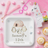 Schattigee winterpinguïns verjaardagsfeestje papieren bordje (Feest)