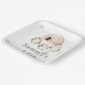 Schattigee winterpinguïns verjaardagsfeestje papieren bordje (Gebogen)