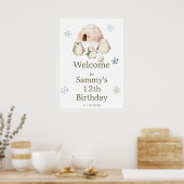 Schattigee winterpinguïns verjaardagsfeestje poster (Keuken)