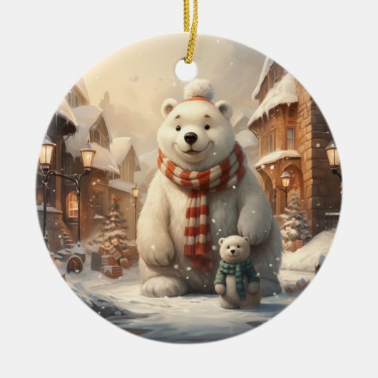 Schattigee winterscènes keramisch ornament (Voorkant)