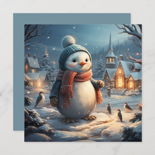 Schattigee winterscènes platte kaart (Voorkant / Achterkant)