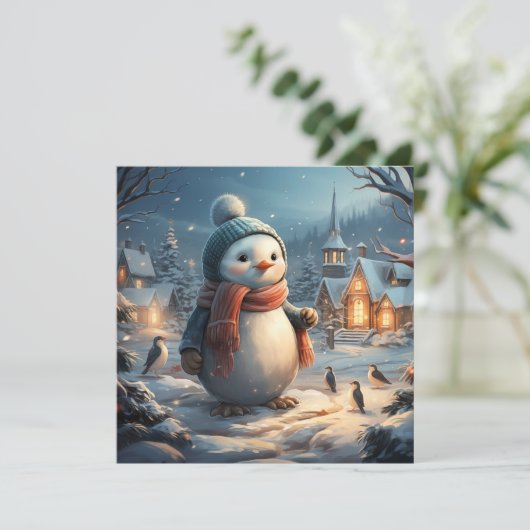 Schattigee winterscènes platte kaart (Staand voorkant)