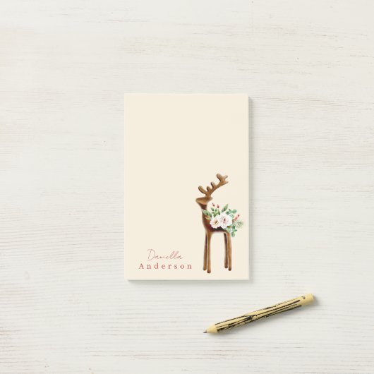Schattigee winterse kerstrendierherten minimaal post-it® notes (Op bureau)