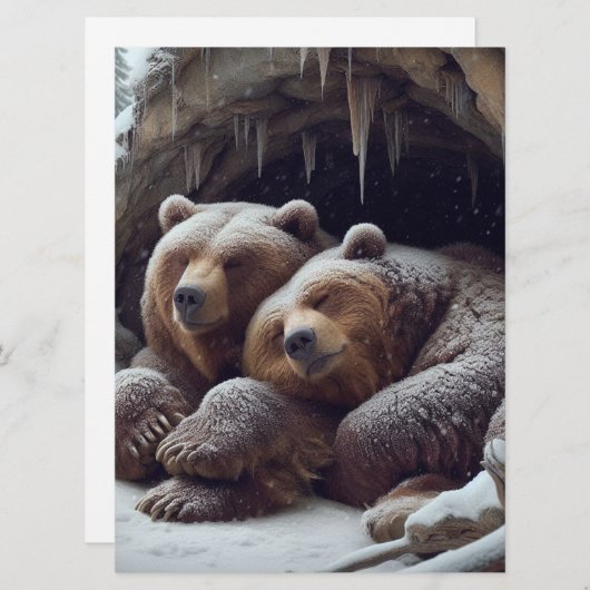 Schattigee winterslaap beren feestdagenkaart (Voorkant / Achterkant)