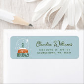 Schattigee wintersneeuw Wereldbol vakantie blauw r Etiket (Insitu)