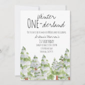 Schattigee wintersneeuwbomen kind verjaardagsuitno kaart (Voorkant)