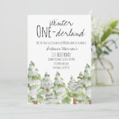 Schattigee wintersneeuwbomen kind verjaardagsuitno kaart (Staand voorkant)