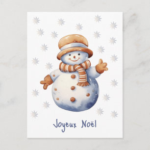 Schattigee wintersneeuwman Joyeux Noël Briefkaart