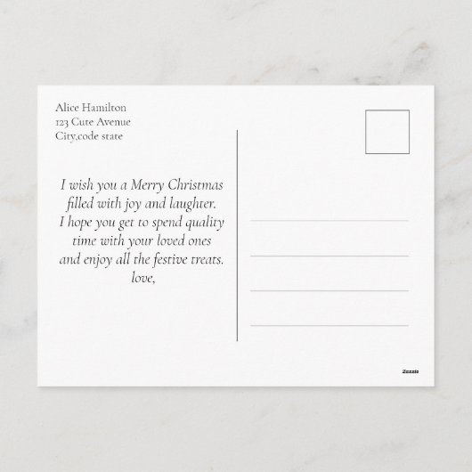 Schattigee wintersneeuwman Vrolijk kerstfeest Feestdagenkaart (Achterkant)