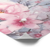 Schattigee wintersneeuwpop roze bloemen poster (Hoek)