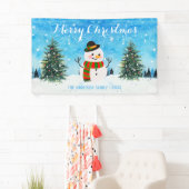 Schattigee wintersneeuwpop Snowy kerstbomen Spandoek (Insitu)