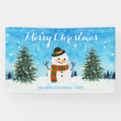 Schattigee wintersneeuwpop Snowy kerstbomen Spandoek (Horizontaal)