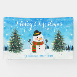 Schattigee wintersneeuwpop Snowy kerstbomen Spandoek