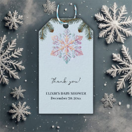Schattigee wintersneeuwvlokken Schattige Baby show Cadeaulabel