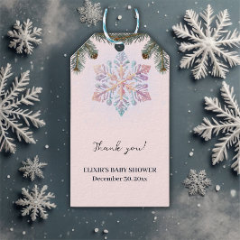 Schattigee wintersneeuwvlokken Schattige Baby show Cadeaulabel