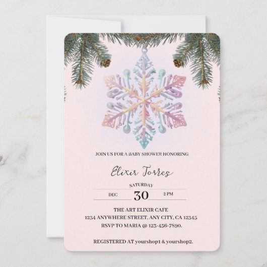 Schattigee wintersneeuwvlokken Schattige Baby show Kaart (Voorkant)