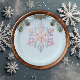 Schattigee wintersneeuwvlokken Schattige Baby show Papieren Bordje