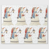 Schattigee wintersneeuwvrouw met lantaarn cadeaupapier (Vlak)