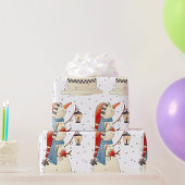 Schattigee wintersneeuwvrouw met lantaarn cadeaupapier