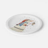 Schattigee wintersneeuwvrouw met lantaarn papieren bordje (Gekanteld)