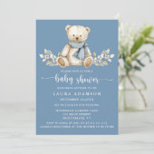 Schattigee winterteddybeer Baby shower blauw Kaart (Staand voorkant)
