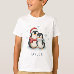 Schattigee winterthema pinguïns kerst t-shirt