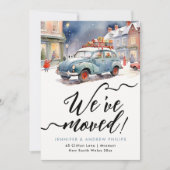 Schattigee wintervakantie nieuw adres Waterverf Aankondiging (Voorkant)