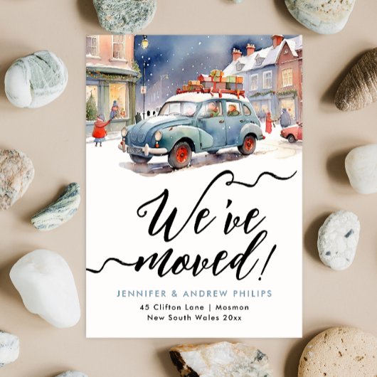 Schattigee wintervakantie nieuw adres Waterverf Aankondiging