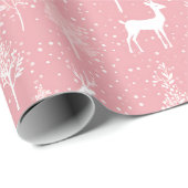 Schattigee wintervakantie roze wit rendierpatroon cadeaupapier (Rol Hoek)