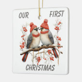 Schattigee wintervogel eerste kerst Sjabloon Keramisch Ornament (Links)