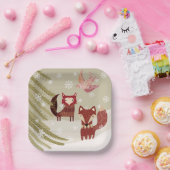 Schattigee wintervossen 7-inch papier Bord (Feest)