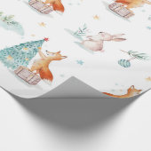 Schattigee winterwonderland sneeuwman bosdieren cadeaupapier (Hoek)