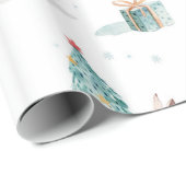 Schattigee winterwonderland sneeuwman bosdieren cadeaupapier (Rol Hoek)