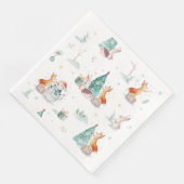 Schattigee winterwonderland sneeuwman bosdieren servet (Hoek)