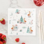 Schattigee winterwonderland sneeuwman bosdieren servet (Insitu)