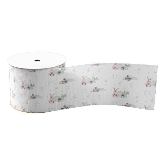 Schattigee winterwonderlanddieren grosgrain lint (Spoel)