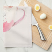 Schattigee wit-roze kat in een theekopje (2) theedoek (Quarter Fold)