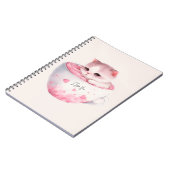 Schattigee wit-roze kat in een theekopje (3) notitieboek (Linkerzijde)