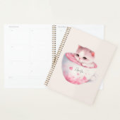 Schattigee wit-roze kat in een theekopje (3) planner (Display)