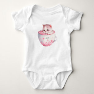 Schattigee wit-roze kat in een theekopje (3) romper