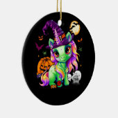 Schattigee Witchy Eenhoorn Halloween Heks Zombie P Keramisch Ornament (Rechts)