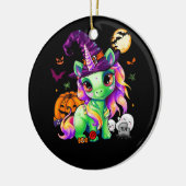 Schattigee Witchy Eenhoorn Halloween Heks Zombie P Keramisch Ornament (Links)