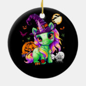 Schattigee Witchy Eenhoorn Halloween Heks Zombie P Keramisch Ornament (Achterkant)