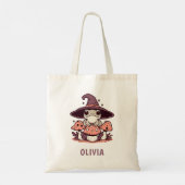 Schattigee Witchy Frog op Paddenstoelen Tote Bag (Achterkant)