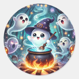 Schattigee Witchy Ghost Halloween Party Favoriet Ronde Sticker