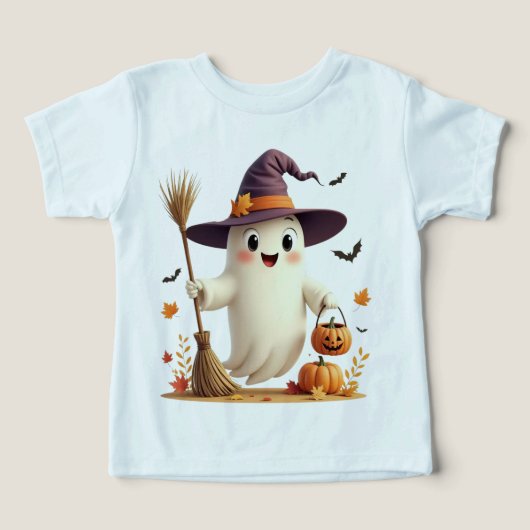 Schattigee Witchy Ghost Halloween peuter T-shirt (Design voorkant)