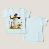 Schattigee Witchy Ghost Halloween peuter T-shirt (Ontwerp Voorkant & Achterkant)