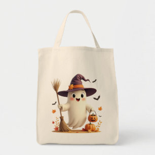 Schattigee Witchy Ghost Halloween Tote Bag
